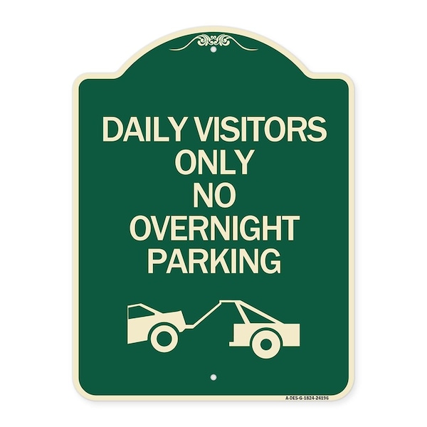 Signmission Day Visitors No Overnight Parking W/ Graphic Heavy-Gauge Aluminum Sign, 24" x 18", G-1824-24196 A-DES-G-1824-24196 - main